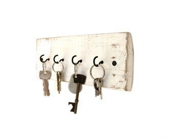 Shabby Chic Key Holder - key hanger key hook rack key rack key hooks wood wall hooks wall decor rustic wall hooks farmhouse white distressed