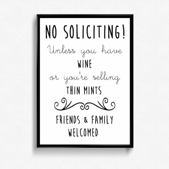 no soliciting sign printable funny wine thin mints by sbgraphicsco