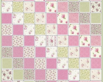 Victorian Blooming Roses~Shabby Chic Style~Quilt Kit~Pink~Green Fabric~QK#46