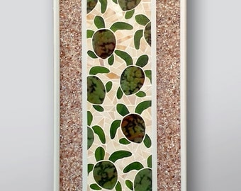 Stained Glass Mosaic Wall Panel, Baby Sea Turtle Hatchlings "Follow the Leader"