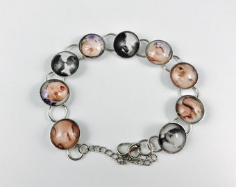 Custom Photo Bracelet - Round Link Bracelet - Your Personal Photos on a Bracelet - Available in 2 Finishes