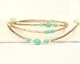 Gold Eyeglass Chain, Gold Eyeglass Holder Necklace Turquoise Copper Brown, Reading Glasses Chain, Turquoise Glasses Holder Beaded For Her