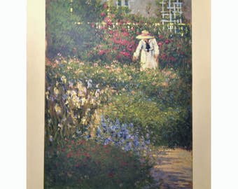 Vintage Art Print - Tending the Garden - Deborah Cotrone - Original Serigraph Print - Flowers, Impressionist Style - Wall Art for Home Decor