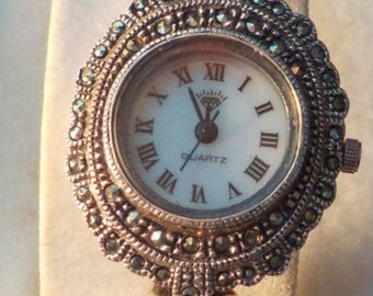 Elegant Marcasite Bracelet ...Wrist Watch ....Vintage Bracelet