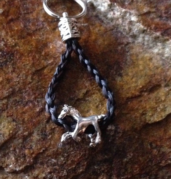 Horse Hair Key chain w/ Horse charm Bead Key ring Custom horse