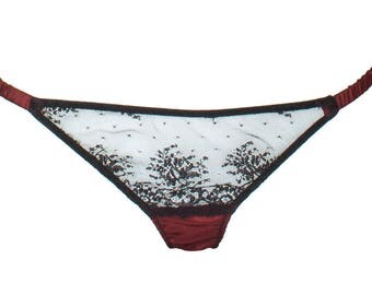 Panties in French Chantilly and Silk Lace, erotique lingerie, bridal cheeky panties, gift forwomen, clothing for women, satin panties