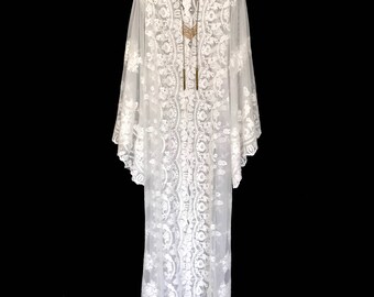 Off white Lace kimono jacket, unlined robe, different lengths available