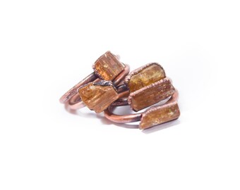 Raw Topaz ring | Topaz crystal ring| Imperial Topaz Ring | Raw Topaz crystal ring | Topaz and Copper Ring