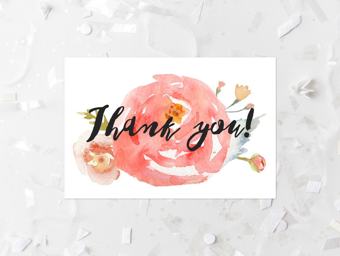 Peach Floral Thank You Printable Peach Flowers Wedding Thank
