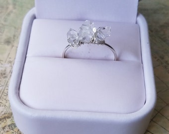 Dainty Silver Herkimer Diamond Ring / Small Ring / Minimalist Jewelry / Anniversary Gift / Birthday Gift
