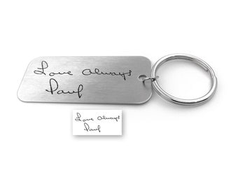 Handwriting Keychain, Signature Gifts, Memorial Gift, Handwritten Key Chain, Engraved Gifts, Personalized Gift, Real Signature Gift