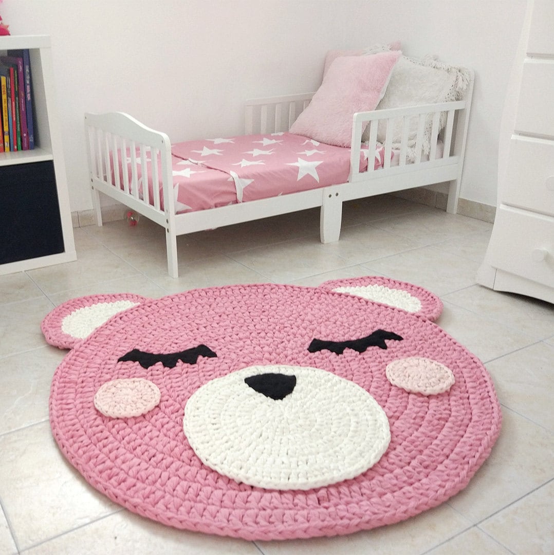 Bear Crochet Rug Bear Rug Handmade Crochet Rug Kids Rug