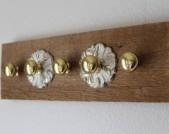Barn Wood Necklace Holder | Wall Hanging Jewelry Organizer | Wooden w/ Vintage Knobs Jewelry Holder | Shabby Chic Hanging Necklace Organizer