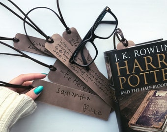 Personalized Leather bookmark, Travelers notebook accessory, Unique Anniversary gift, Custom Engraved Leather, Coordinates