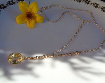 Gold necklace with citrine, 585 gold filled, beautiful design