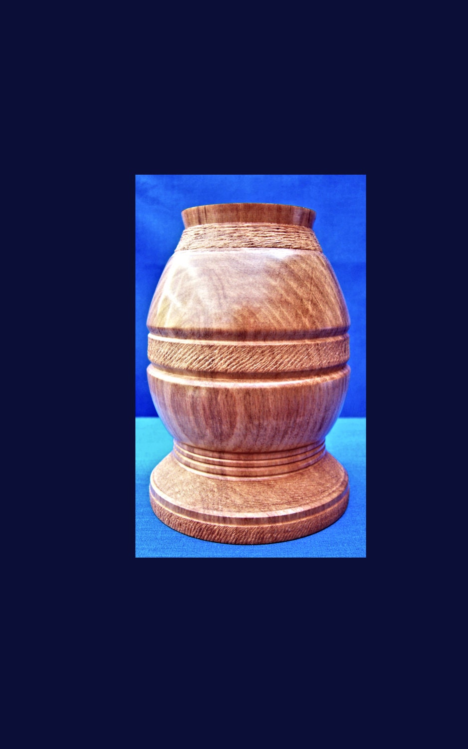 Patterned wood bud vase with glass insert SALE ITEM