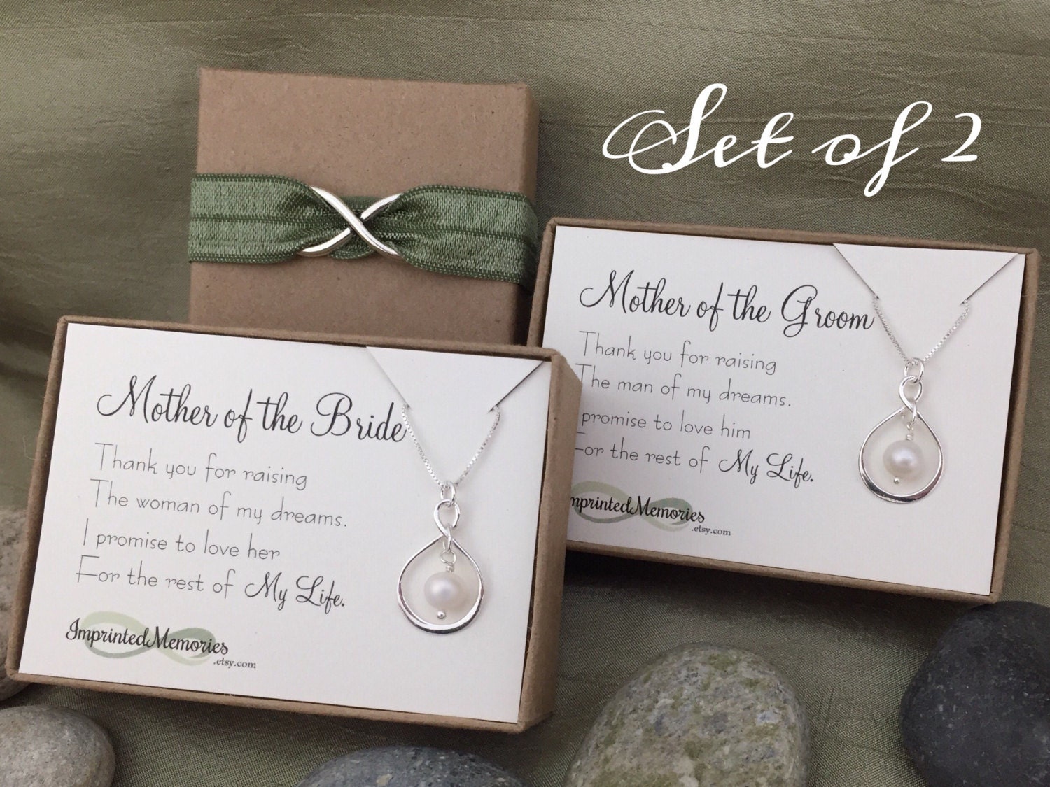 Wedding Gift for Mom TWO Sterling Silver Freshwater Pearl