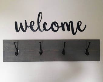 Welcome Sign, Metal Welcome Sign, Rustic Word Art Sign, Housewarming Gift Idea