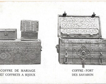 Coffre De Mariage - Et Coffrets A Bijoux - Ciffre - Fort Des Savaron, France, French Trunk/Chest Design, Unused circa 1900 Postcard