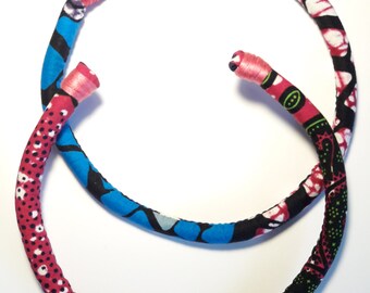 2 Necklaces Ethnic "Pink " Wax Block Prints Julius Holland. ©CloEthniK