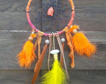Attrape rêves ethnique, indien, plumes, dentelle, dreamcatcher