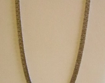 Long Silver Tone Textured Chain Necklace
