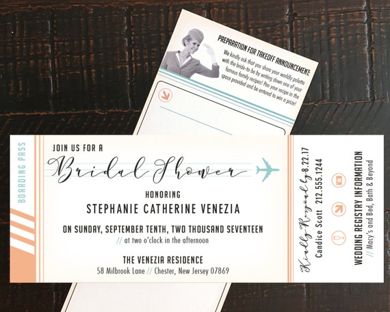 Travel Theme Bridal Shower Invitation Plane by CandiceScottDesign