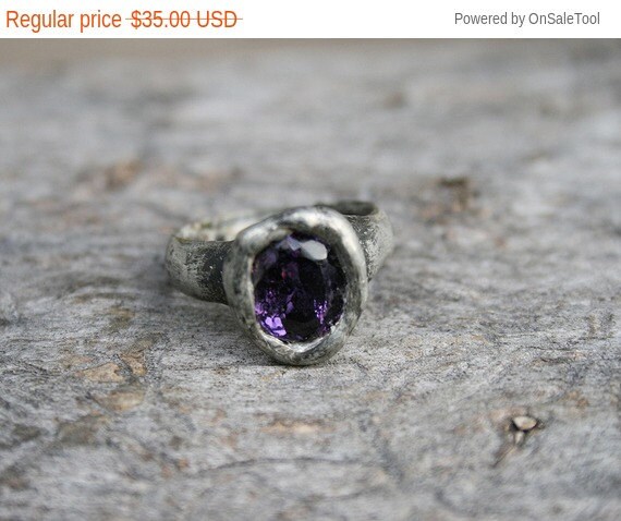 amethyst ring purple ring crystal ring by Blacksmithworkshop