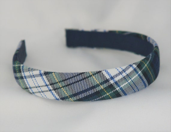 School Uniform Plaid Headband White Plaid