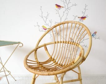 Adult rattan chair, wicker basket armchair