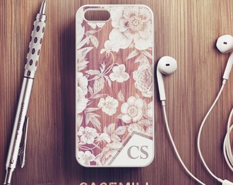 Custom Name Wood Floral iPhone 7 Case Personalized iPhone 6s Case iPhone 6 Plus Case iPhone 6s Plus Case Monogram iPhone 5s Case 5c Case