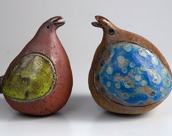 Two Birds in Stoneware / Ceramic - made by Danish Gitte Allpass