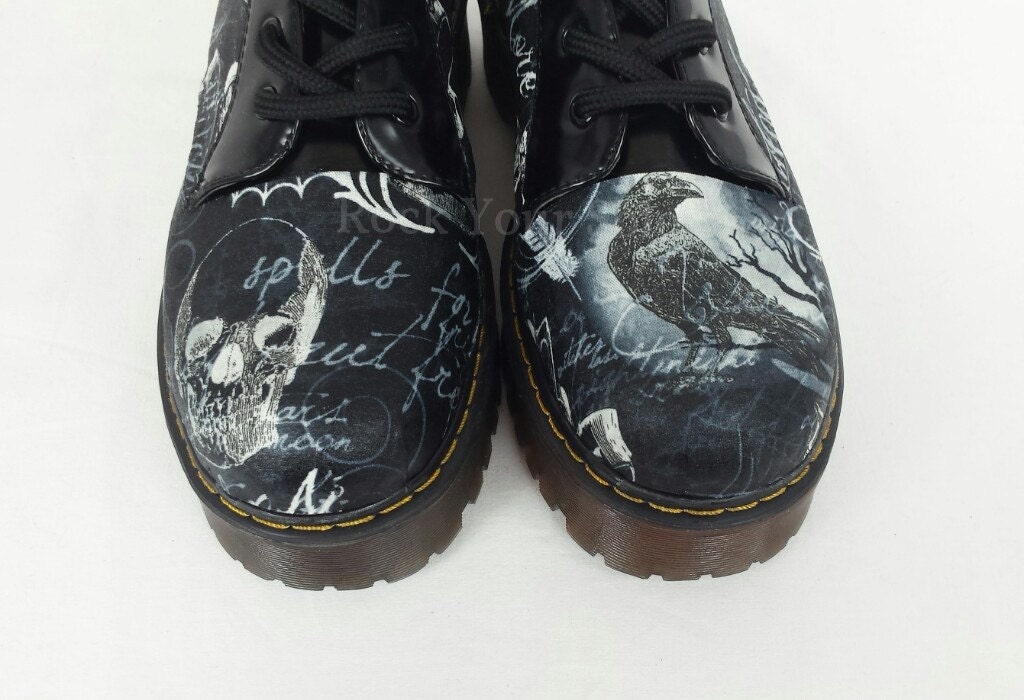 Gothic boots custom shoes crow shoes raven custom shoes