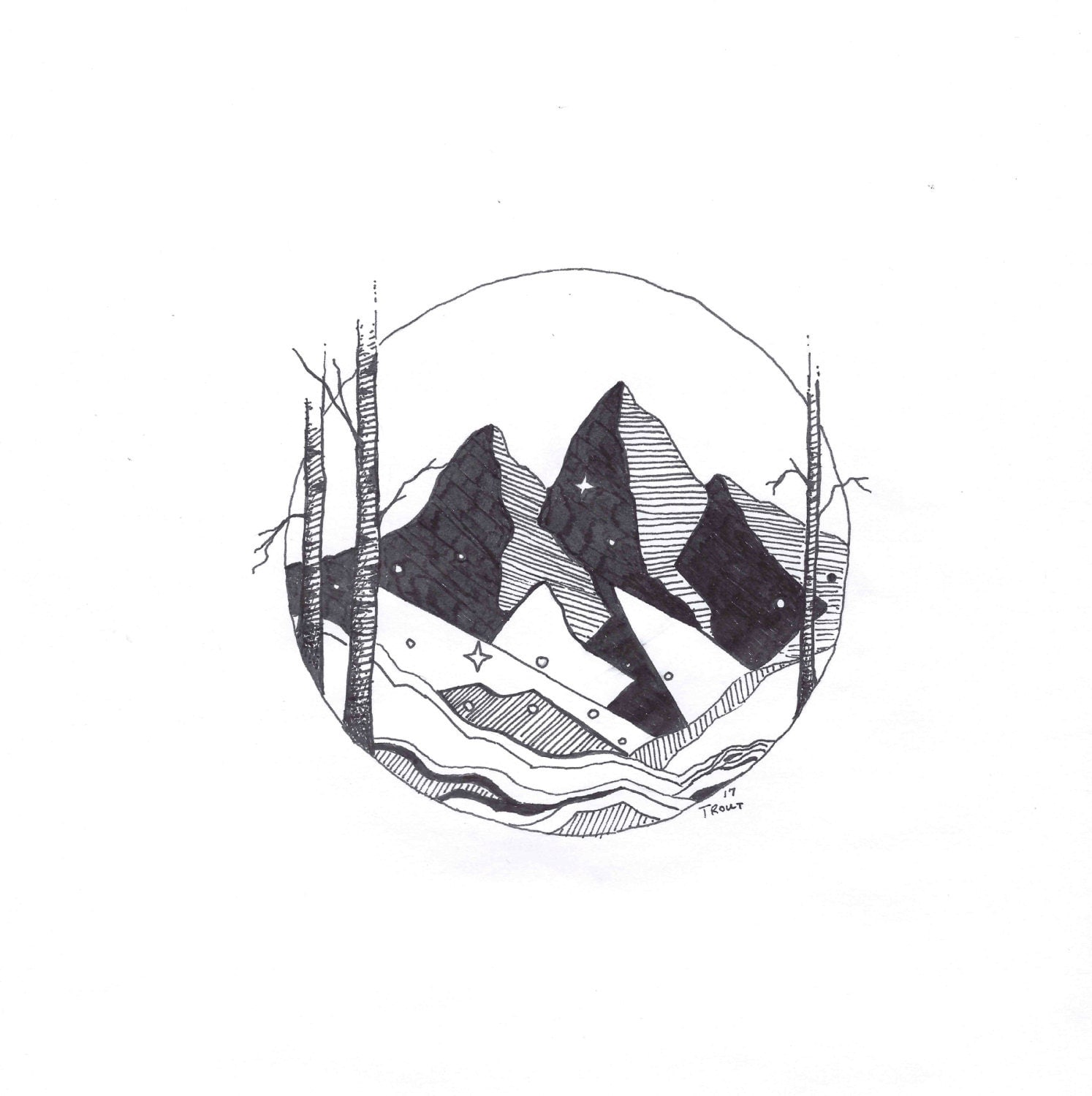 geometric ink drawings