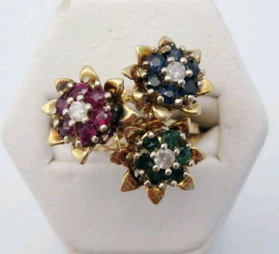 14k 14kt Gold Tulip Flower Stackable rings ring Ruby Rubies