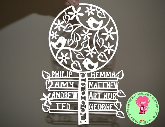Download Family Tree Papercut Template SVG / DXF Cutting File For