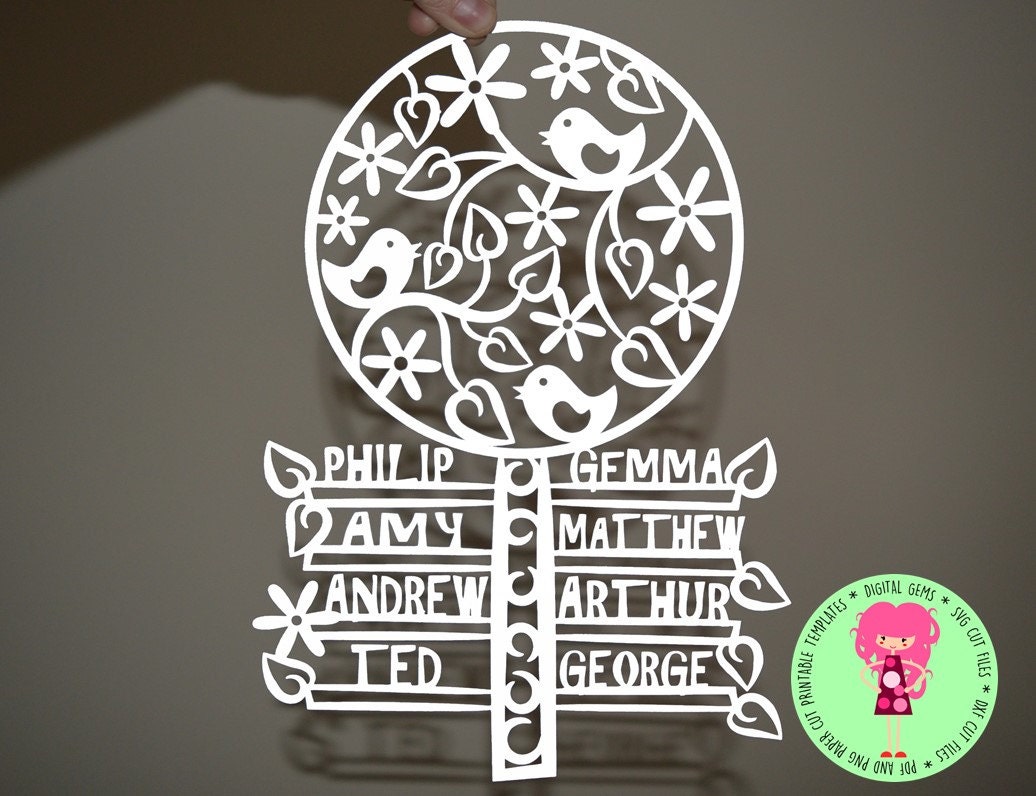 Family Tree Papercut Template SVG / DXF Cutting File For