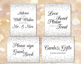 Wedding signage (INSTANT DOWNLOAD) - Wedding signs download - Wedding signage printable - Black and silver wedding W002