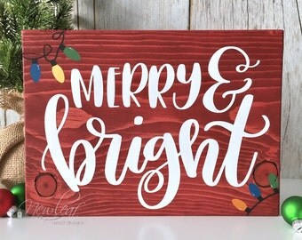 Merry And Bright Sign - Christmas Decoration - Merry Sign - Christmas Sign - Holiday Decor - Merry Christmas - Christmas Lights