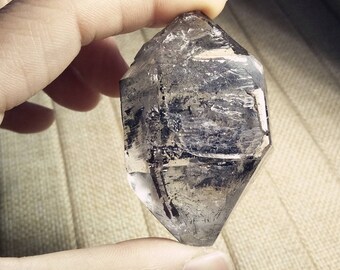 Black phantom quartz crystal double terminated point