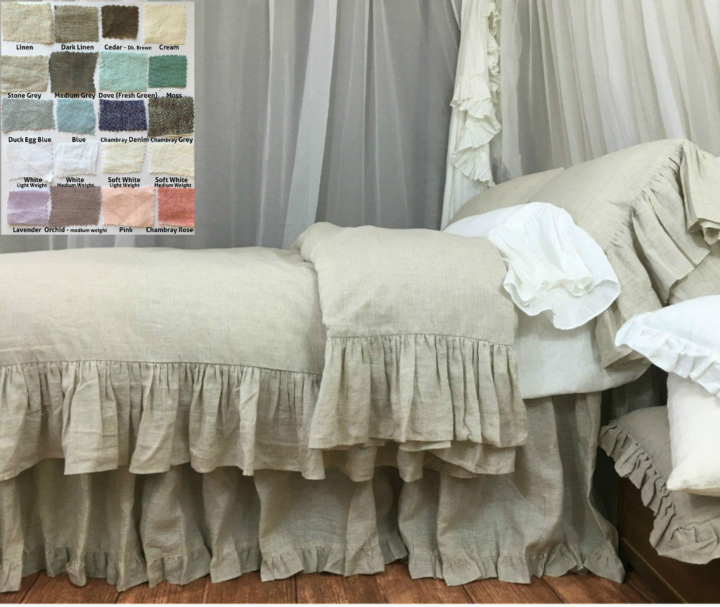 shabby chic linen ruffled duvet cover with mermaid long ruffle shabby chic linen ruffled duvet cover with mermaid long ruffle