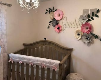 Paper flowers, large pink paper flower wall decor, baby girl nursery room wall decor, girl first birthday/baby shower party backdrop props,