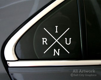 I RUN (X) Running Decal - Vinyl Sticker, Vinyl Decal - Running Sticker, Runner Decal - Car Decal, Bumper Sticker, Laptop Sticker