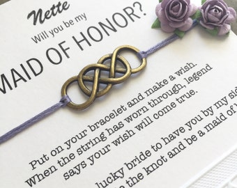 Be my maid of honor, Maid of honor wish bracelet, Asking gift, Maid of honor proposal, Will you be my maid of honor, Asking bridesmaids, B1