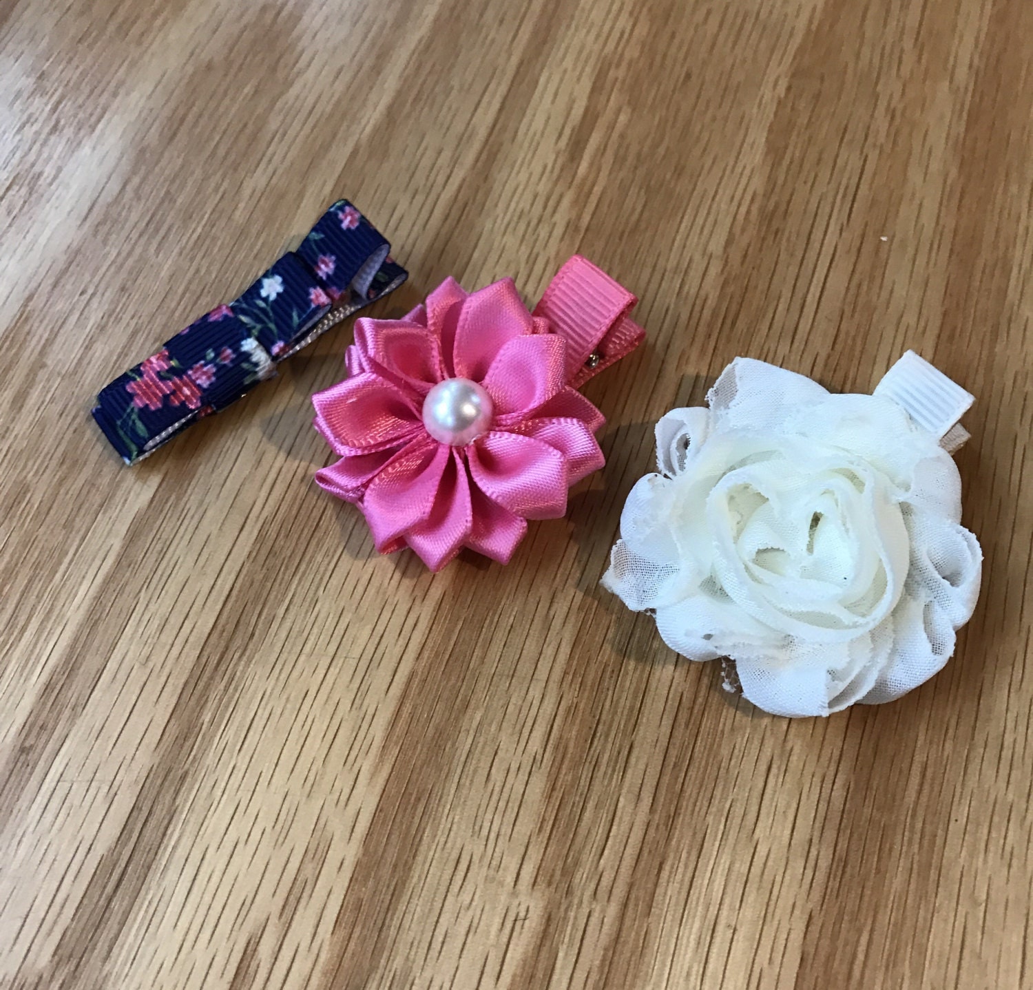 Rose Assorted Hair Clips Navy Summer Rose Bow Hair Clip