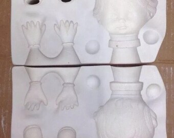 Vintage Lorie Porcelain Baby Doll Molded Hair Head Hands Feet Ceramic Mold M-798 McNees