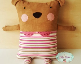 Mme. Ours Doudou/Coussin décoratif pour chambre d'enfant