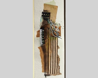 abstract art, individual gift, collage, minibild, mixed media, wall decoration, portrait format, original art, picture, single item, unique