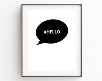 Printable Wall Art | Hello Sign | Hashtag