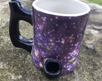 FLASH SALE!!!! Wake N Bake Smoking Pipe Coffee Mug Galaxy Imperfect